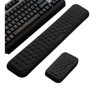 KOSLEOW Reposes poignets Clavier et Souris en Mousse à Mémoire, Tapis Souris Ergonomique avec Surface Massante et Base Antidérapante, Set Bureau pour PC, Ordinateur Portable, Gaming par