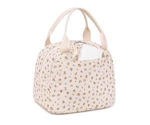 KOSLEOW Sac Isotherme Repas 9L pour Femme, Sac Lunch Isotherme en Velours Côtelé avec Poche Avant, Glacière Souple Portative pour Travail, École, Pique Nique