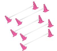 Kosma Lot de 15 haies d'agilité réglables - 10 cônes de signalisation de 22,9 cm avec 12 trous, couleur rose, 5 poteaux blancs de 101,6 cm de long