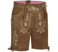 KOSMEEU Lederhosen Oktoberfest Homme Costume Bavarois Tenue Oktoberfest Lederhose la Fete de la Biere German Wear Chemise de Costume Traditionnel pour Trachten Pantalon Marron 58