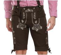 KOSMEEU Lederhosen Oktoberfest Homme Costume Bavarois Tenue Oktoberfest Lederhose la Fete de la Biere German Wear Chemise de Costume Traditionnel pour Trachten Pantalon Marron foncé 54