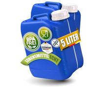 Kosmetex Lot de 2 bidons de 5 l - Bleu - Neutre au goût - Pour eau et boissons - Convient à un usage alimentaire et sans BPA - Pour l'extérieur, le camping, la maison et le commerce - Fabriqué en