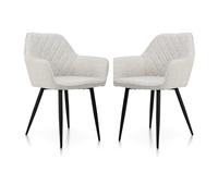 Kosmi Chaise contemporaine en Tissu Beige avec Dossier matelassé et Pieds en métal Noir - Confort et Design Moderne