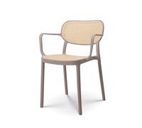 Kosmi Chaise de Salle à Manger Beige Style Vintage avec accoudoirs