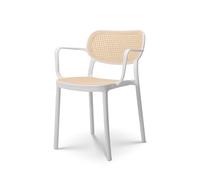 Kosmi Chaise de Salle à Manger Blanche Style Vintage avec accoudoirs
