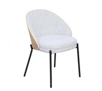 Kosmi Chaise de Salle à Manger Design Scandinave Cocoon - Bois Clair & Tissu Beige - Assise Rembourrée Confort avec Dossier Enveloppant - Pieds Métal Noir Meubles et Déco