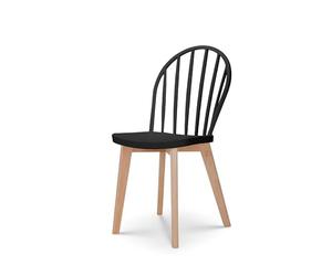 Kosmi Chaise de Salle à Manger EMY Noire avec Pieds en Bois