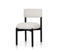 Kosmi Chaise en Bois Noir avec Assise et Dossier rembourrés en Tissu chiné Beige Clair - Moderne et Confortable (Noir)