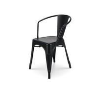 - Chaise en métal noir mat style Industriel - Fauteuil industriel avec accoudoirs