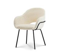 Chaise en tissu beige ANDREA aspect bouclette et accoudoirs