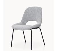 Kosmi Chaise Lucas - Chaise de Salle à Manger Design avec Pieds en métal et Assise rembourrée en Tissu - Style Moderne Dos Creux et Confortable pour Cuisine, Salon ou Bureau (1, Gris)