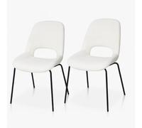 Kosmi Chaise Lucas - Chaise de Salle à Manger Design avec Pieds en métal et Assise rembourrée en Tissu - Style Moderne Dos Creux et Confortable pour Cuisine, Salon ou Bureau (2, Beige)