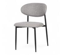Kosmi Chaise Samuel - Chaise de Salle à Manger Design avec Pieds en métal Noir Peint et Assise rembourrée en Tissu - Style Moderne et Confortable pour Cuisine, Salon ou Bureau (1, Grey)