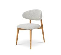 Kosmi Chaise Skandi en Bois Massif et Assise en Tissu chiné Gris