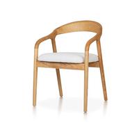 Kosmi Chaise Style scandinave en Bois avec Assise en Tissu chiné - Élégance et Confort (Naturel + Tissu Beige)