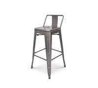 Kosmi Copie de Tabouret de Bar en métal Brut Aspect galvanisé avec Dossier - Hauteur 76cm