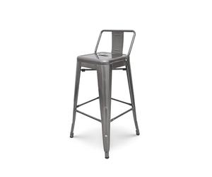 Kosmi Copie de Tabouret de Bar en métal Brut Aspect galvanisé avec Dossier - Hauteur 76cm