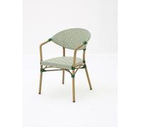 Kosmi Fauteuil Bistrot Extérieur Intérieur Empilable - Structure Aluminium Aspect Bambou - Tressage Textilène - Style Terrasse de Café Parisien - Jardin, Balcon, Restaurant (Vert+Beige)