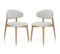 Kosmi Lot de 2 chaises Skandi en Bois Massif Noir et Assise en Tissu chiné Gris (Natural + Gris 104)