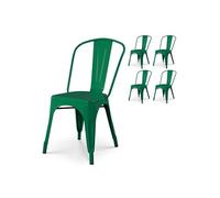 Kosmi - Lot de 4 chaises en métal Vert Sapin Style Industriel - Aspect Brillant