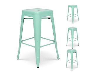 Kosmi - Lot de 4 Tabouret de Bar Vert Menthe Brillant Style Industriel - Hauteur 66cm