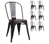 Kosmi Lot de 6 chaises en métal Noir Mat - Style Industriel