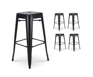 Kosmi SKU - Lot de 4 tabourets de Bar en métal Noir Mat Style Industriel - Hauteur 76 cm