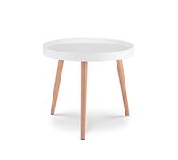 Kosmi Table d'appoint Blanche Joana Ronde en Bois Ø50 cm