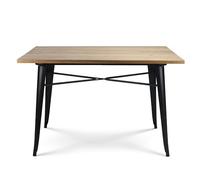 Kosmi Table Factory 120 x 80 cm en métal Noir Mat et Plateau en Bois Clair