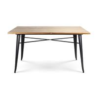 Kosmi Table Factory 140 x 80 cm en métal Noir Mat et Plateau en Bois Clair