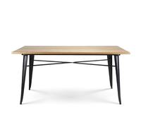 Kosmi Table Factory 160 x 80 cm en métal Noir Mat et Plateau en Bois Clair