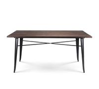 Kosmi Table Factory 160 x 80 cm en métal Noir Mat et Plateau en Bois foncé
