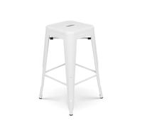 Kosmi Tabouret de Bar en métal Blanc Mat Style Industriel - Hauteur 66 cm