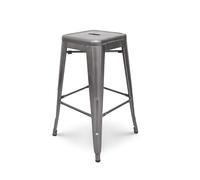 Kosmi Tabouret de Bar en métal Brut Aspect galvanisé Style Industriel - sans Dossier - Hauteur 66 cm