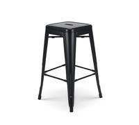 Kosmi Tabouret de Bar en métal Noir Mat Style Industriel - sans Dossier - Hauteur 66 cm