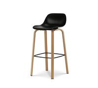 Kosmi Tabouret de Bar Noir Style scandinave avec Pieds Effet Bois en métal - Hauteur 66cm