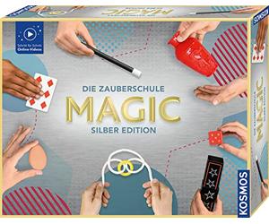 Kosmos 601799 Magic L'école Magique - Édition argentée - Apprendre Rapidement Les Magiques - 35 Tours de Magie - Nombreux ustensiles de Magie - Boîte Magique pour Enfants à partir de 8 Ans et
