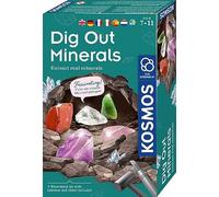 KOSMOS 617202 Kit d'excavation de minéraux Authentiques, avec Marteau et Burin, 5 Pierres précieuses fascinantes, kit d'expérimentation pour Enfants à partir de 7 Ans, multilingue