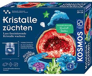 KOSMOS 645601 Cultiver des cristaux - Laissez pousser des cristaux fascinants - Kit complet, cristaux flash scintillants, coffre au trésor, décoration, boîte d'expérimentation - Enfants de 10 à 14 ans