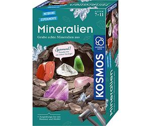 Kosmos 657901 Kit d'excavation minéral, creusez Vous-même de Vrais minéraux, avec Marteau et Burin, 5 Pierres précieuses fascinantes, kit d'expérimentation pour Enfants à partir de 7 Ans sur Le thème