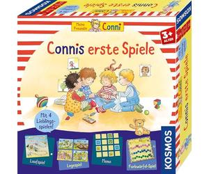 Kosmos Connis 681043 Premiers Jeux de Jeu avec Quatre Jeux de mémo, de Course et de Ponte, Jeu de société pour 2 à 4 Enfants à partir de 3 Ans, Ma Amie Conni