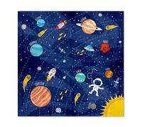Kosmos Napkins for Children's Birthday Parties and Theme Parties 33 x 33 cm Children's Paper Napkins Table Decoration Space Astronaut Pack of 10