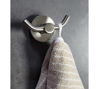 KOSMOS TEC Double Crochet Métal Aspect Acier Inoxydable Brossé Mat Serviette