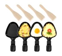 Kosmosta Lot de 4 Poêlons Raclette Triangulaires avec 4 Spatules Bois, Plaques Antiadhésives, Mini Appareil à Fromage, Accessoires Raclette Table Party
