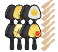Kosmosta Lot de 8 Poêlons Raclette Triangulaires avec 8 Spatules Bois, Plaques Antiadhésives, Mini Appareil à Fromage, Accessoires Raclette Table Party