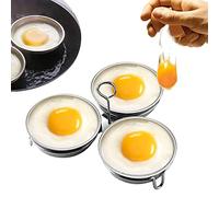 Kosmosta Pocheuse à œufs en acier inoxydable, fabricant d'œufs pochés parfaits, anneaux de cuiseur à œufs ronds pour outil de cuisson du petit-déjeuner 3 coquetiers pochés