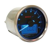 KOSO 360-352 Tachometer GP style D55 D 55/61mm with RPW 0-9.000 / water temp. blue backlight incl. bracket. Not for use in public road no homologation