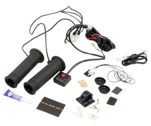 KOSO poignées chauffantes, chauffe-pouce, douze volts, compatible avec quad | Cinq niveaux de chaleur, mode rapide, commande par diode; 130 millimètres, noir, paire droite et gauche, Plug and Play inclus