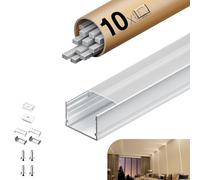KOSOOM 10 profilés led pour bandes LED 2 mètres 20 m, couverture mate, Profile Dimensions 30 mm x 20 mm, Supporte les Bandes d'une largeur inférieure ou égale à 25,2mm