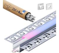 KOSOOM 28 x Profilé LED Encastrable 2m - Profil Aluminium pour Ruban LED jusqu'à 20,2 mm - Diffuseur Opalin - Rail LED pour Plafond, Placo, Mur - Kit Complet Installation